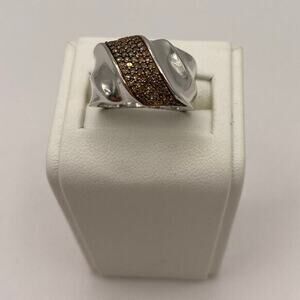 Affinity Pave Champagne 1/4ct Diamond Band Ring Size 6 Sterling Silver‎ 925 NEW